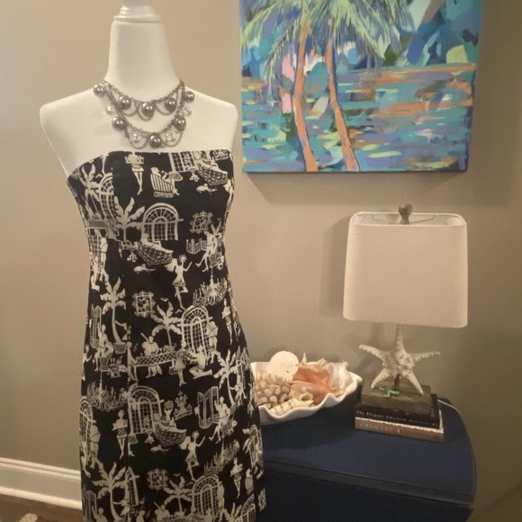 Lilly Pulitzer Black and White Strapless Dress - Picture 2 of 8